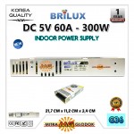 Power Supply Trafo Brilux DC 5V 60A | 300W - SLIM + FAN (Super Quality)